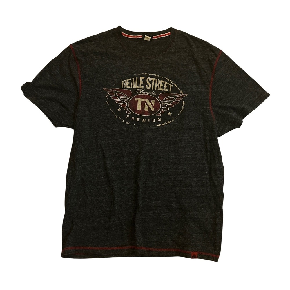 Premium 51 Beale Street Memphis TN Red Thread Series T-Shirt Charcoal Gray Mens